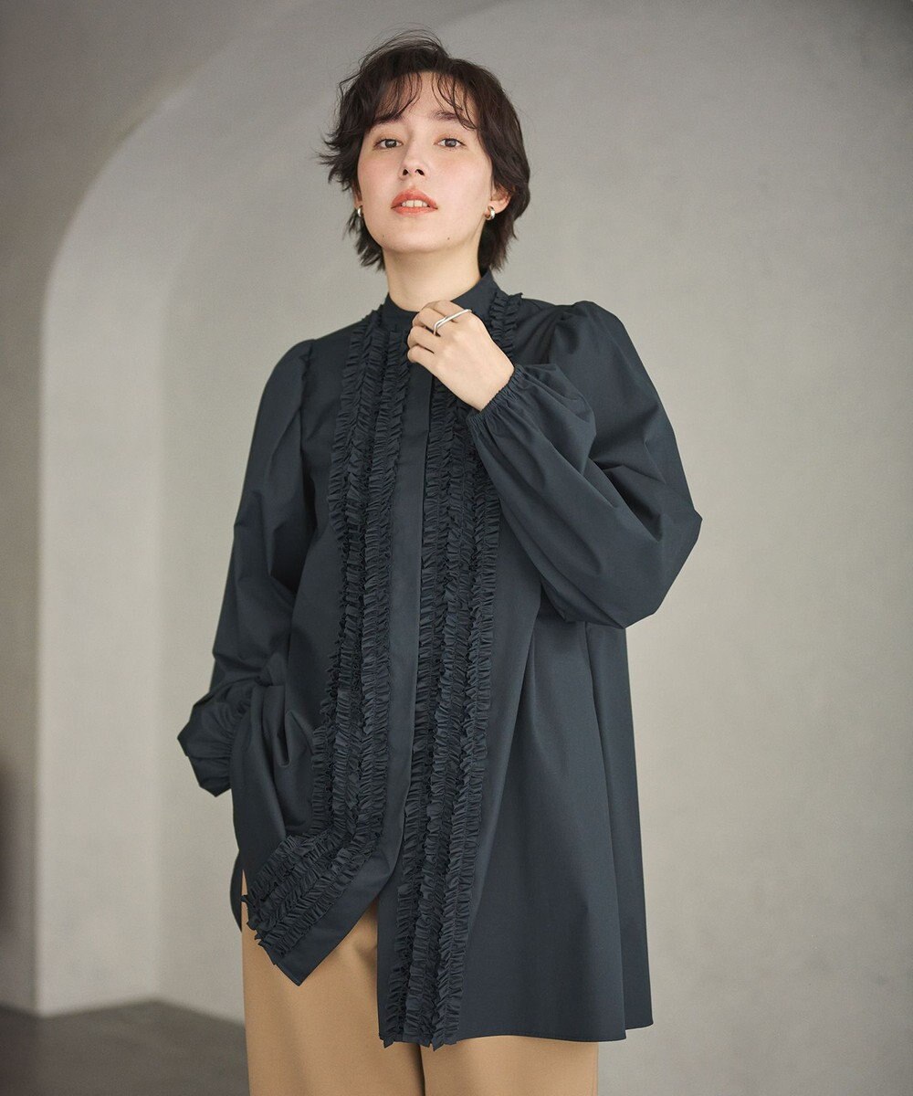 #Newans 【シワになりにくい/洗濯機可能】ロングフリルチュニック 