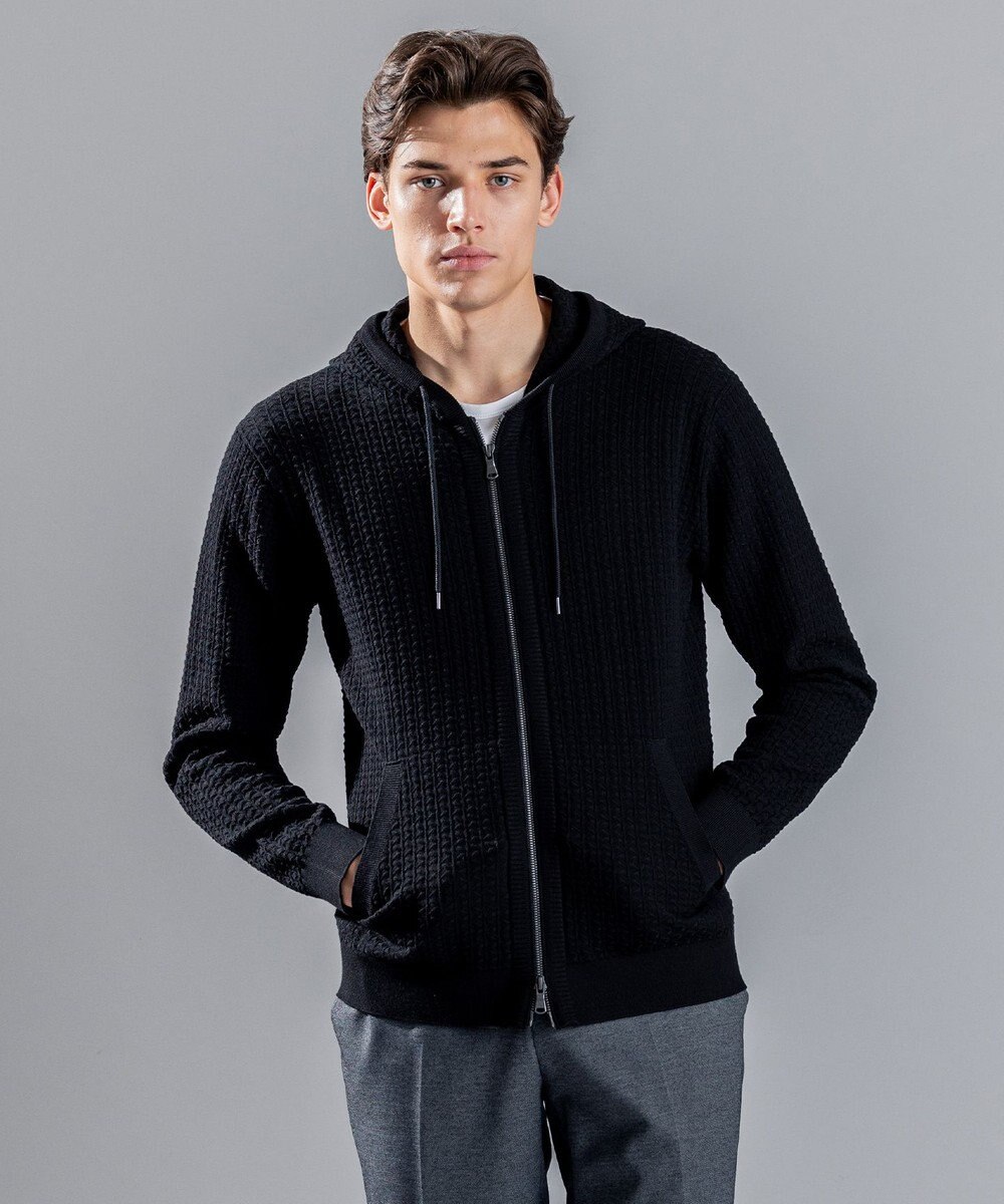 JOSEPH HOMME 【イージーケア】 ヴィスコースリンクス　ジップアップニットパーカー 