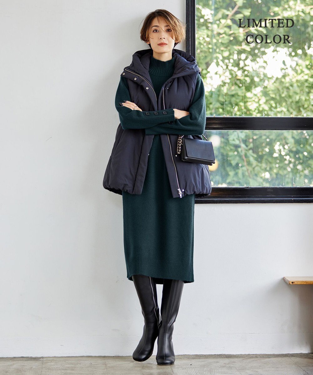 ICB L 【WEB限定カラーあり】 ソフトカシミヤミックス ハイネックワンピース 