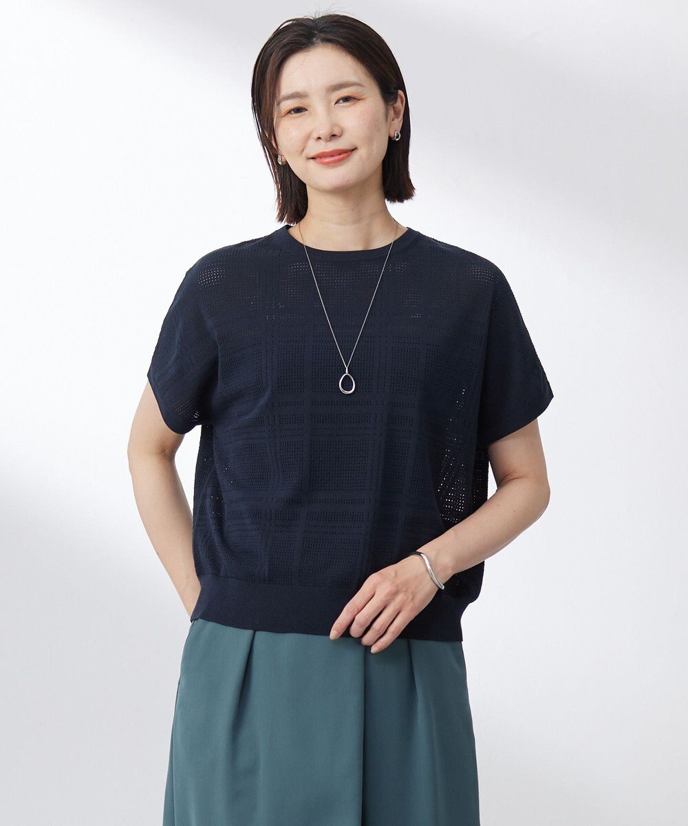 J.PRESS LADIES L 【洗える】メッシュ パターン ニット 