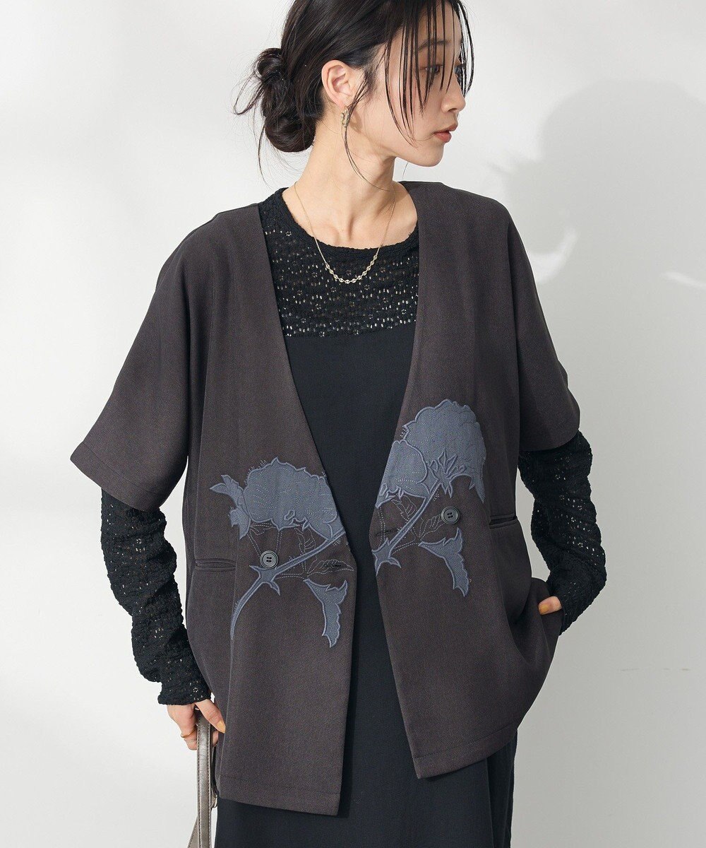 CRAFT STANDARD BOUTIQUE 刺繍カラーレスジャケット 