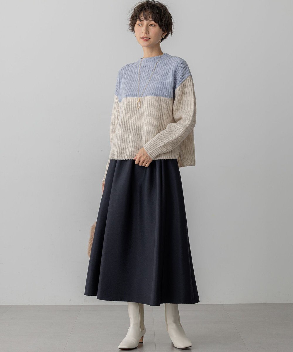 23区 S 【洗える】ウールカシミヤ カラーブロック バルキー ニット 