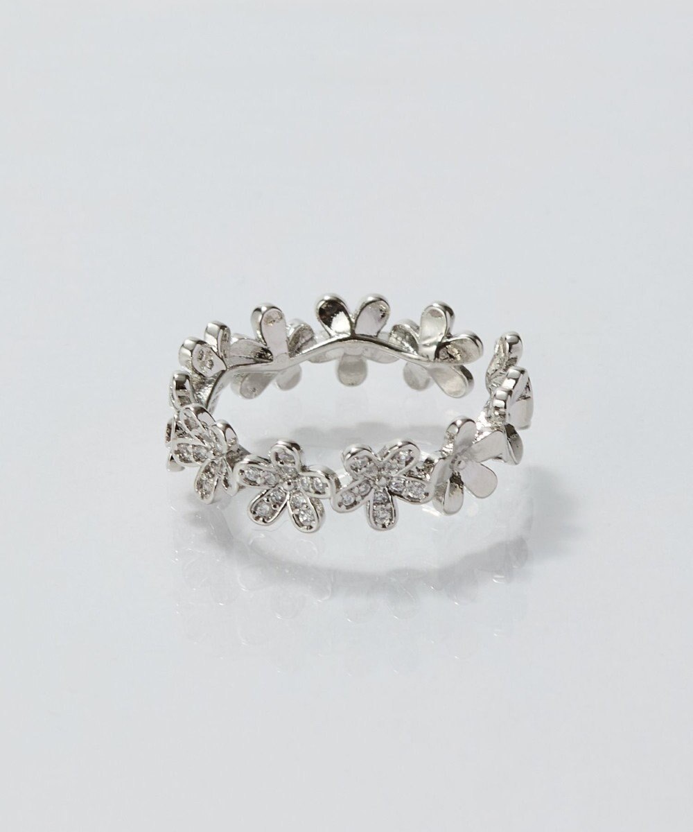 Phoebe フローラルビジューレースカフリング　シルバー 