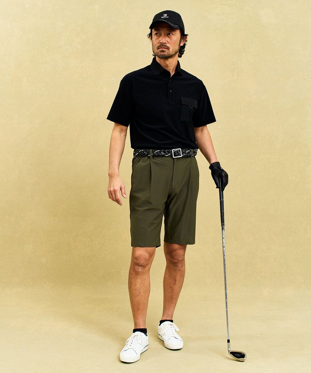 23区GOLF 【MEN】機能に優れた新素材「AIR TOOL」ワンタックショートパンツ 