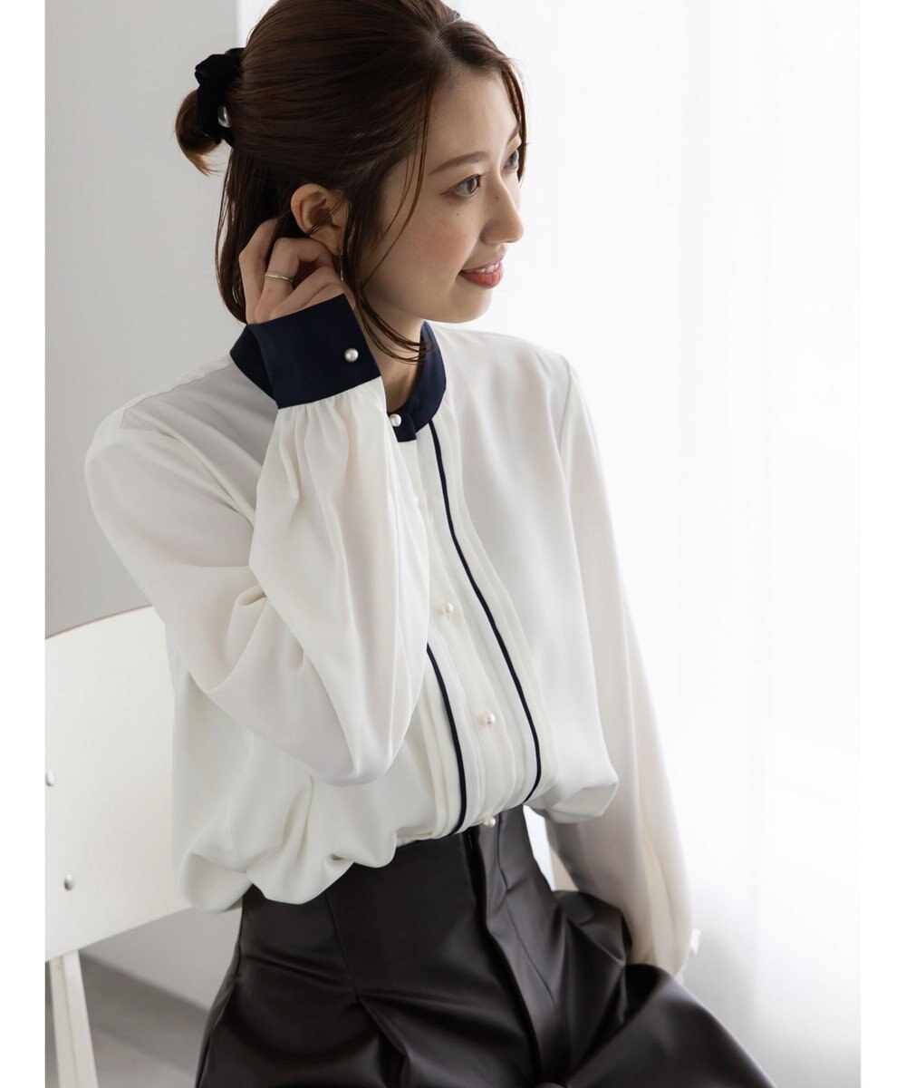Te chichi パール釦フロントタックブラウス 