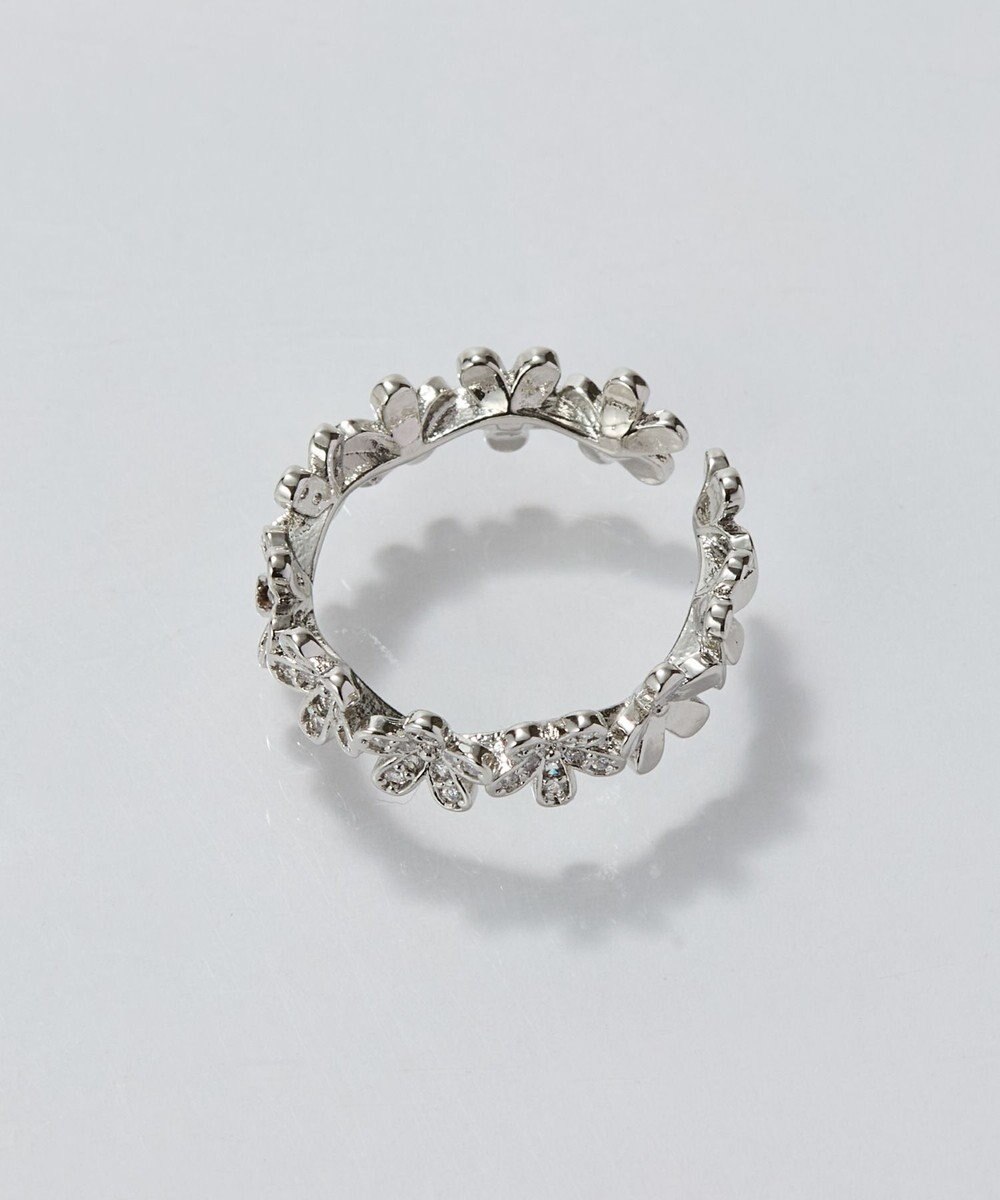 Phoebe フローラルビジューレースカフリング　シルバー 