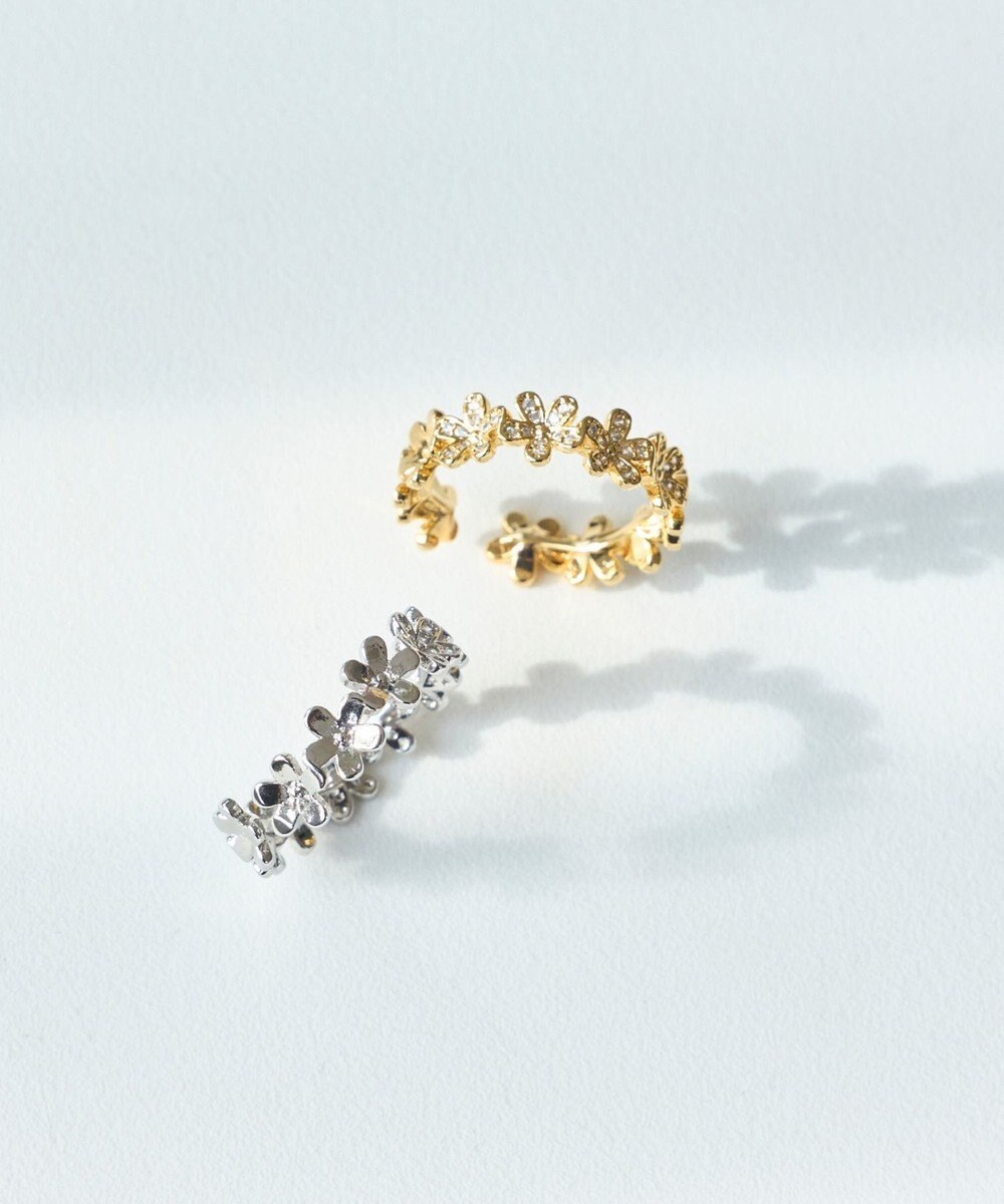 Phoebe フローラルビジューレースカフリング　シルバー 