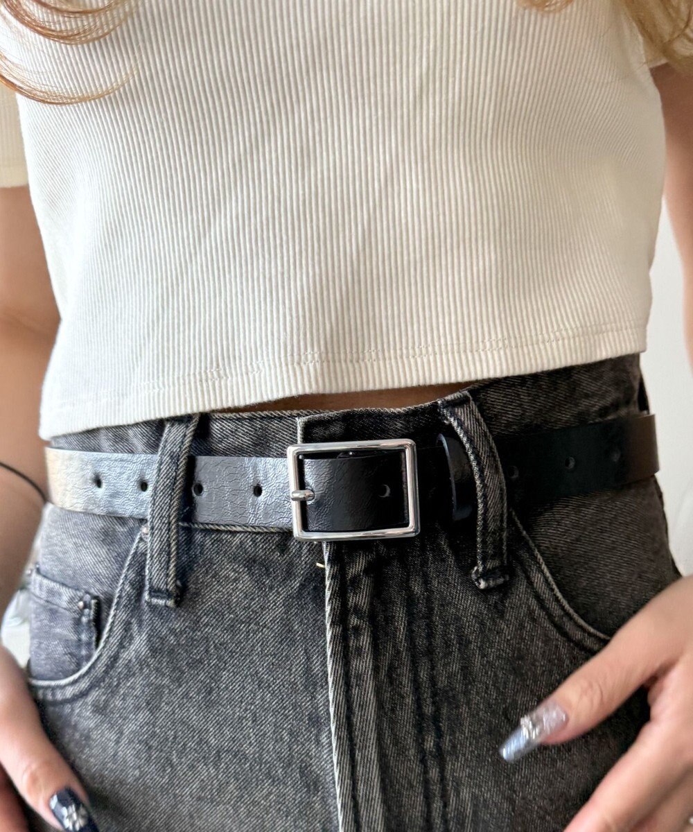 WEGO LスクエアバックルPUベルト 