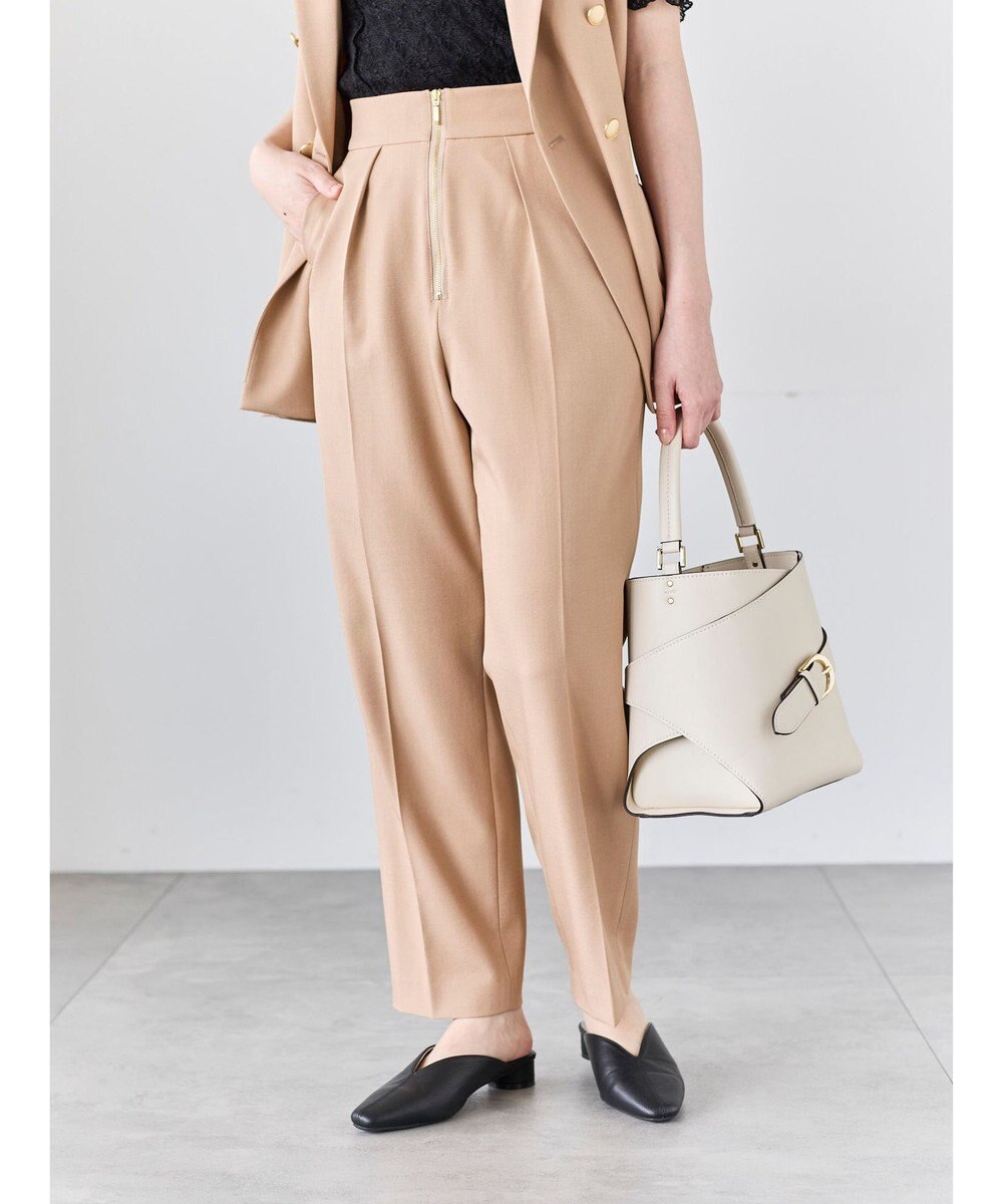 Te chichi フロントZIPリネンライクテーパードパンツ(セットアップ可) 