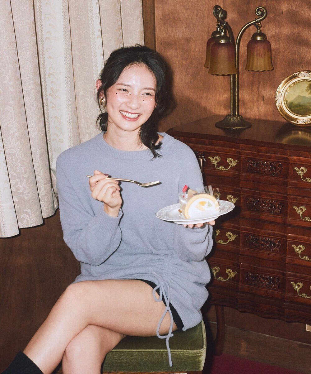 earth music&ecology パウダーシャギーシャーリングニットミニワンピース 