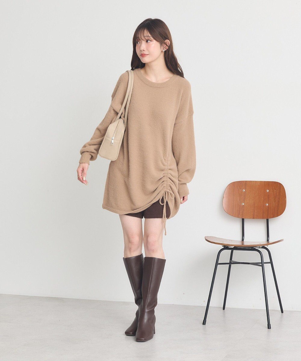 earth music&ecology パウダーシャギーシャーリングニットミニワンピース 