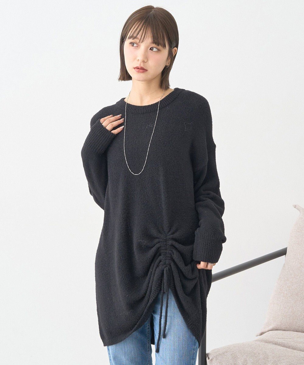 earth music&ecology パウダーシャギーシャーリングニットミニワンピース 