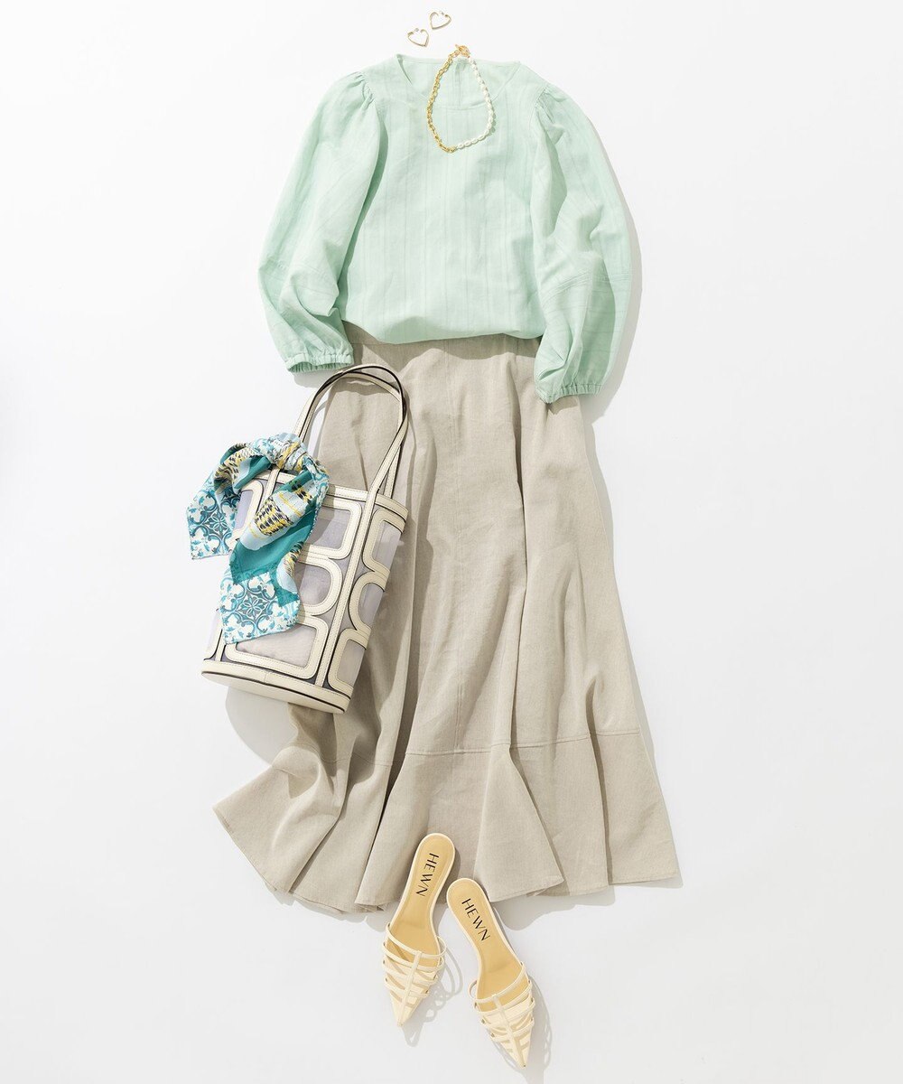 23区 【セットアップ対応】リネンレーヨンストレッチ フレア スカート 