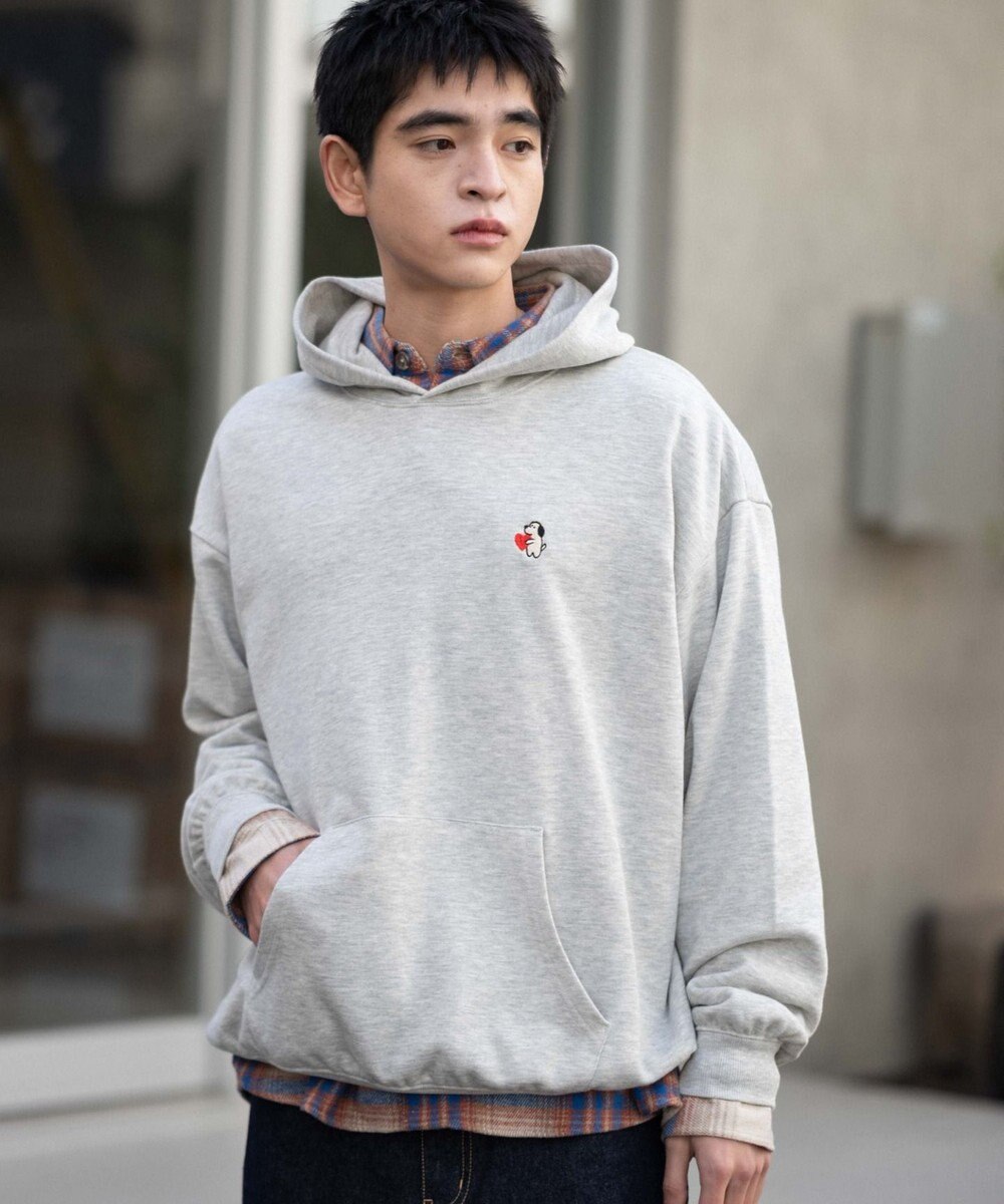 WEGO 【ユニセックス着用ITEM/SMLサイズ展開/裏起毛】ワンポイント刺繍プルパーカー 