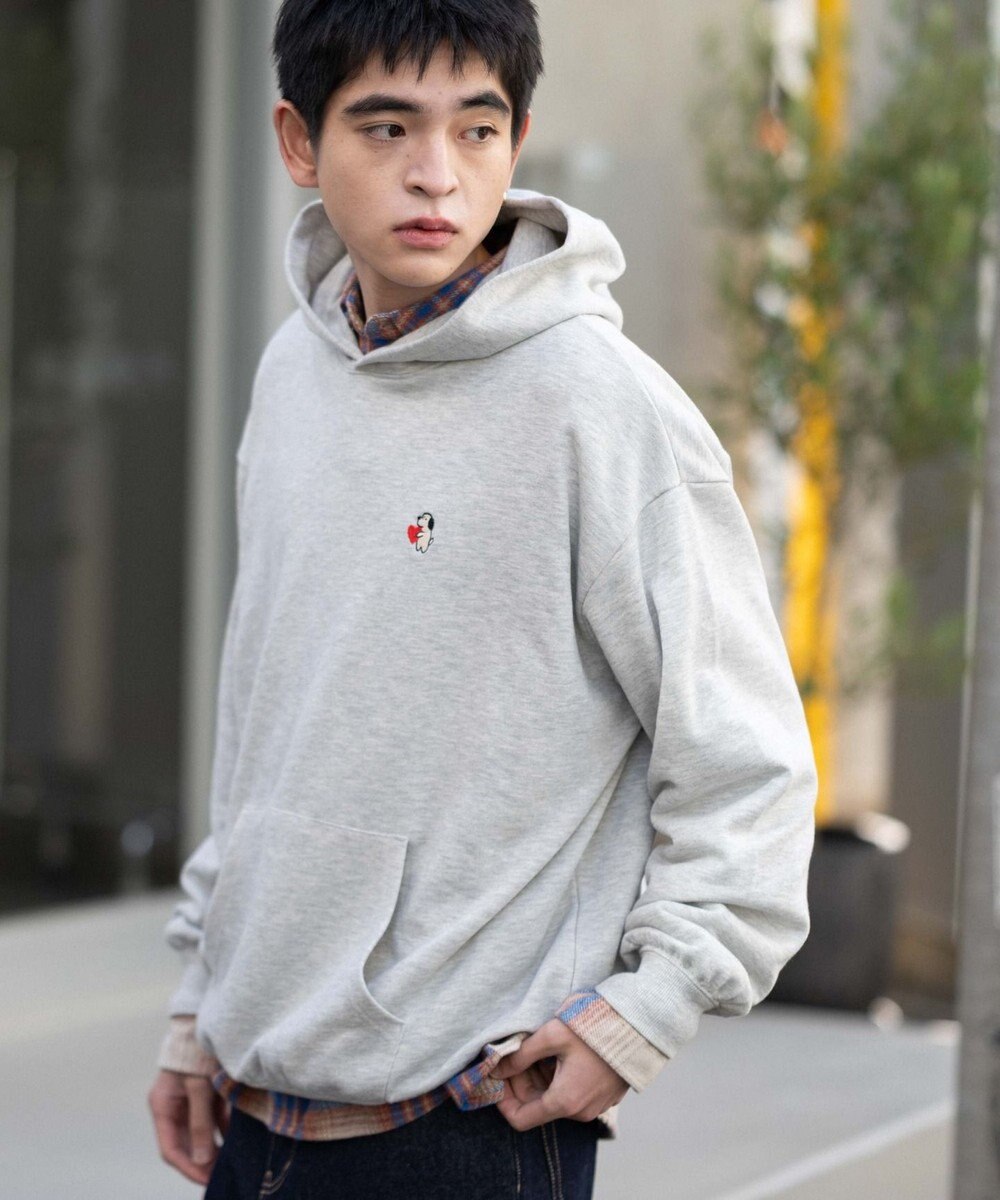 WEGO 【ユニセックス着用ITEM/SMLサイズ展開/裏起毛】ワンポイント刺繍プルパーカー 