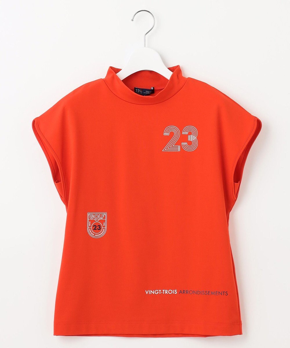 23区GOLF 【WOMEN】新色追加！【吸水速乾/UVカット】フレンチスリーブロゴモックネック 