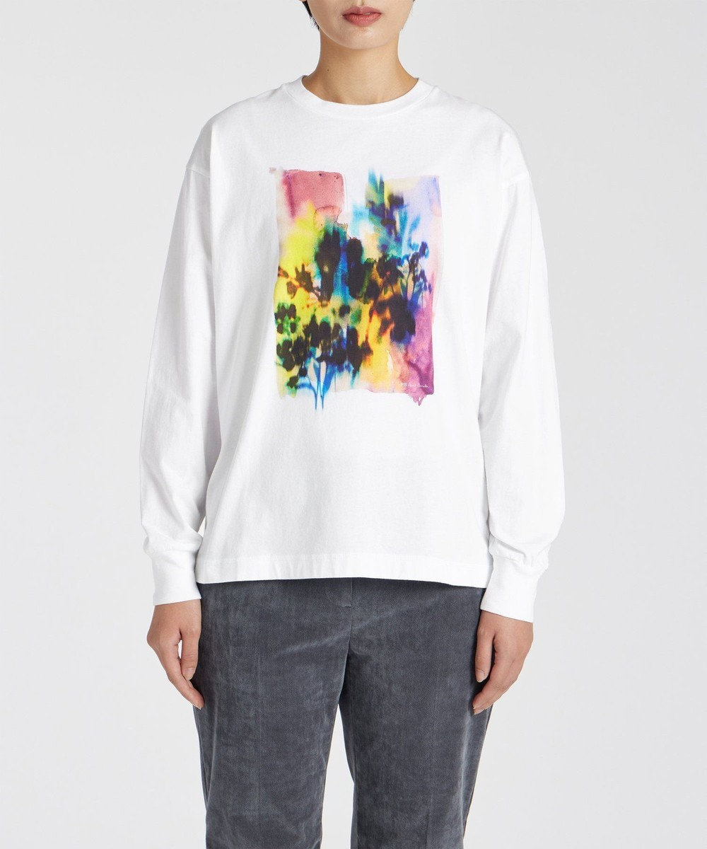 Paul Smith Watercolour floral プリント 長袖Tシャツ ホワイト