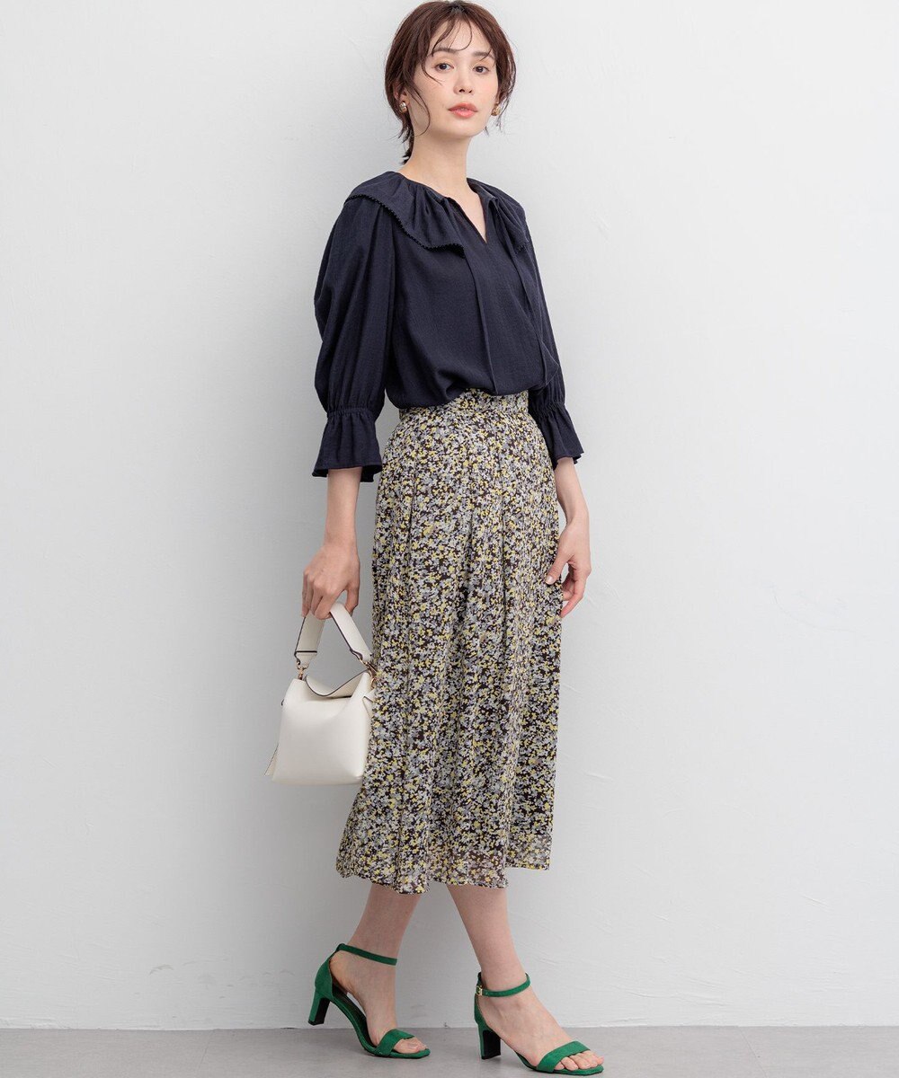 組曲 【先行予約】【WEB限定】シアーリンクルクロス フリル襟ブラウス 