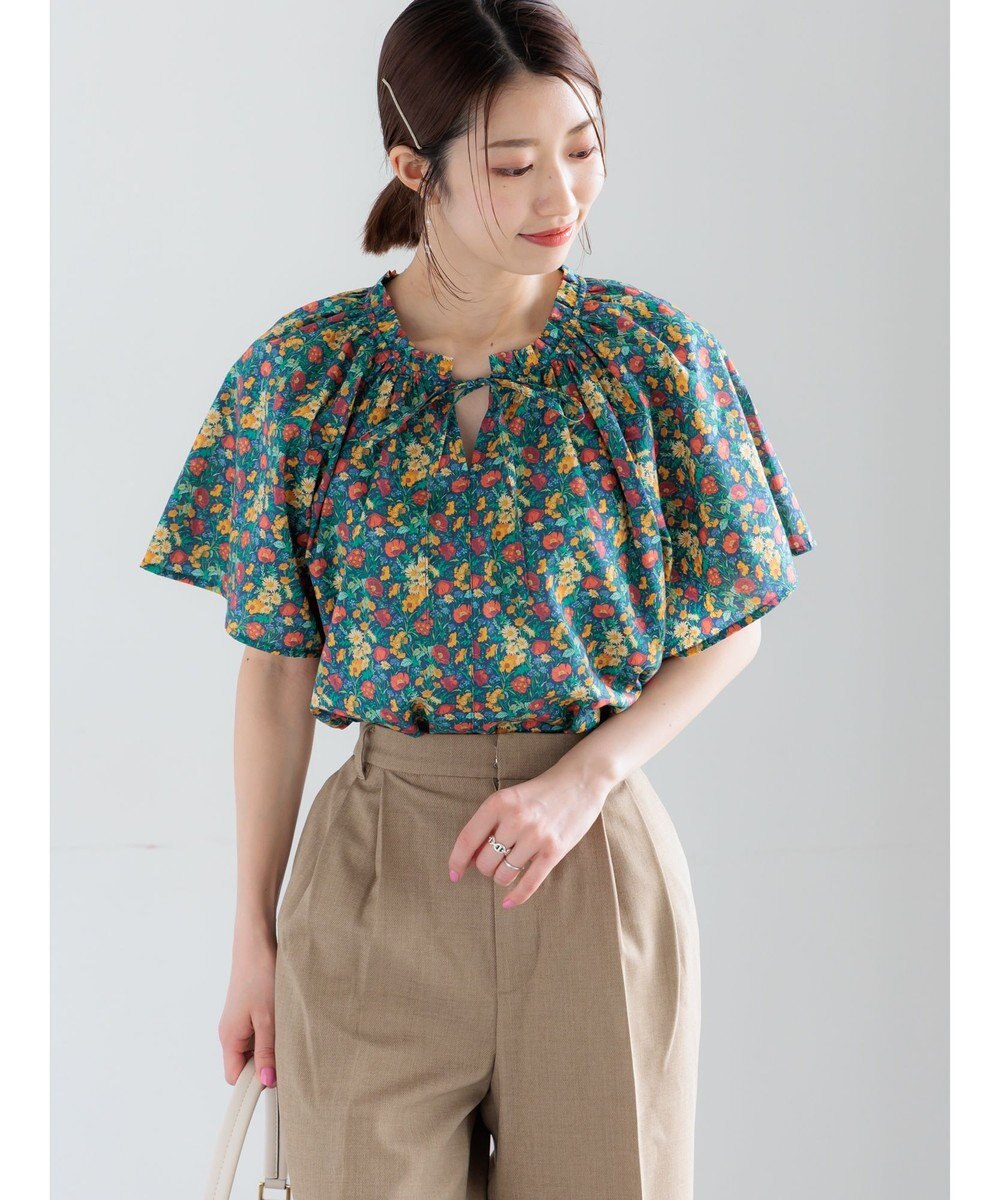 Te chichi 【LIBERTY FABRICS】フリルネックブラウス 