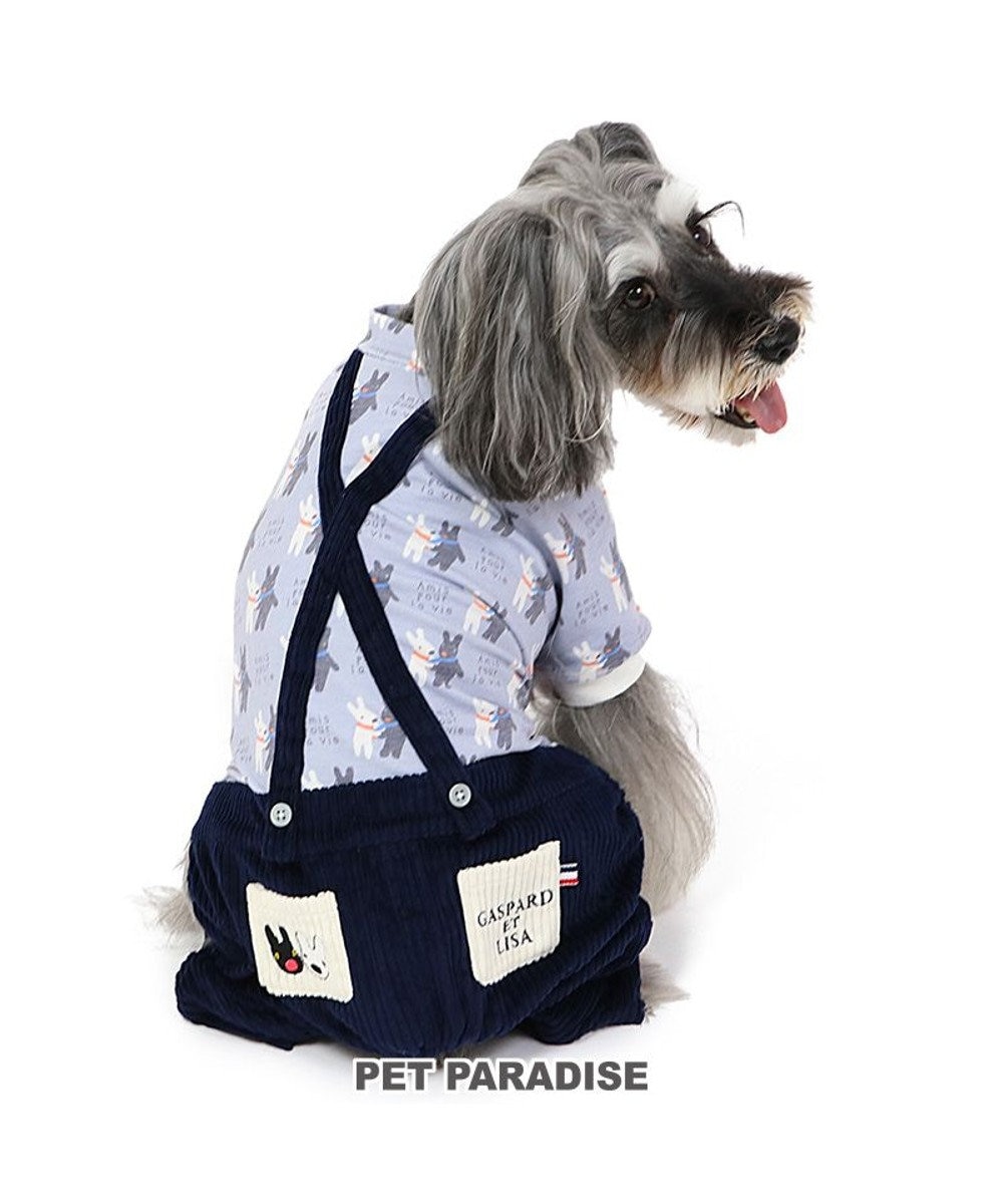 PET PARADISE リサとガスパール サスペンダー つなぎパンツ 《であい柄》 小型犬 ネイビー