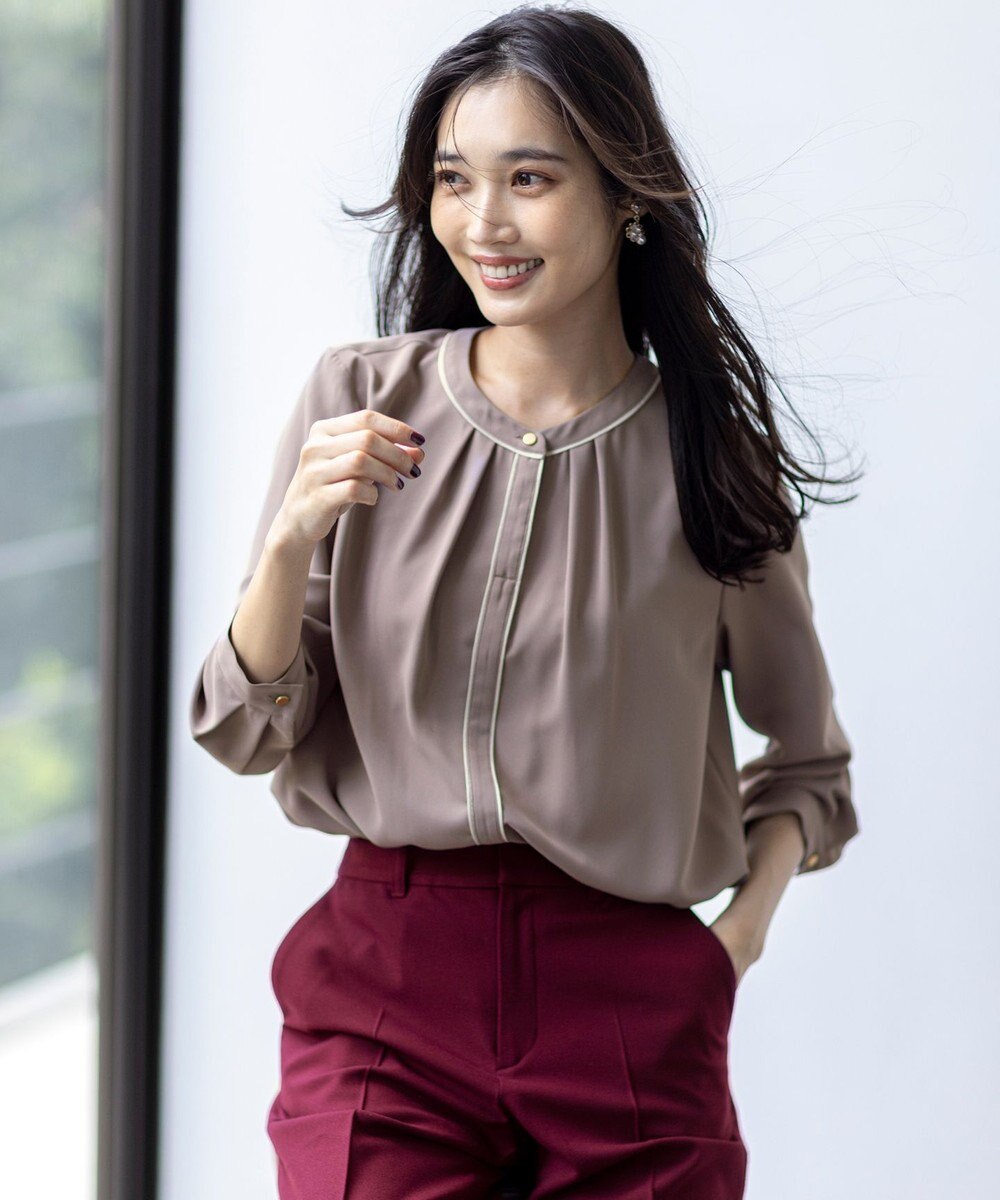 ANY SIS S 【洗える】フロントタックバイカラー ブラウス 