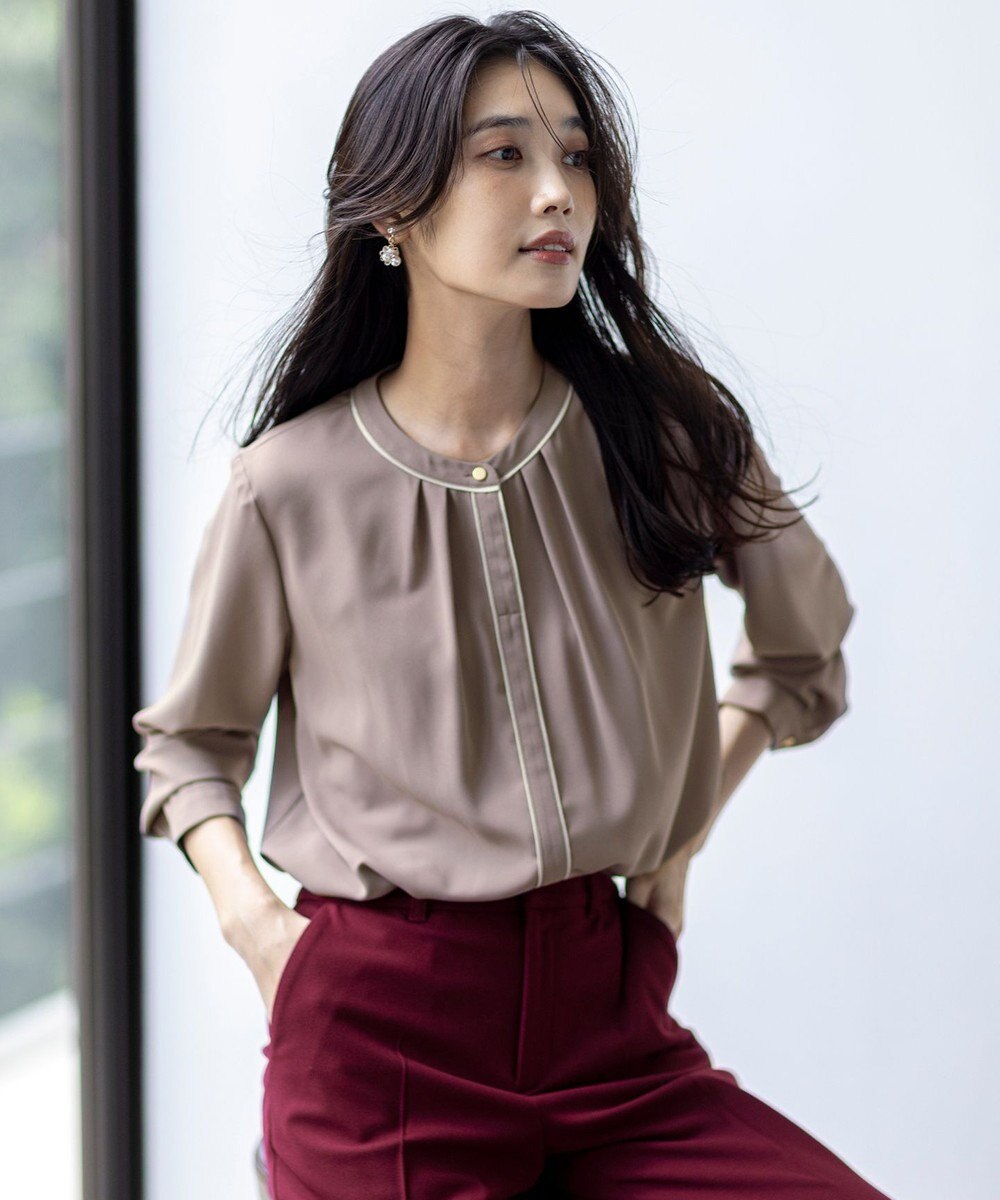 ANY SIS S 【洗える】フロントタックバイカラー ブラウス 