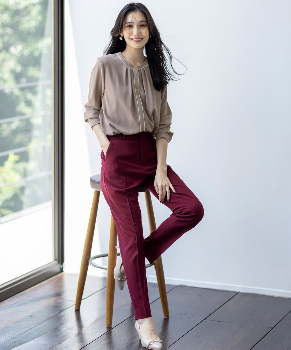 ANY SIS S 【洗える】フロントタックバイカラー ブラウス 