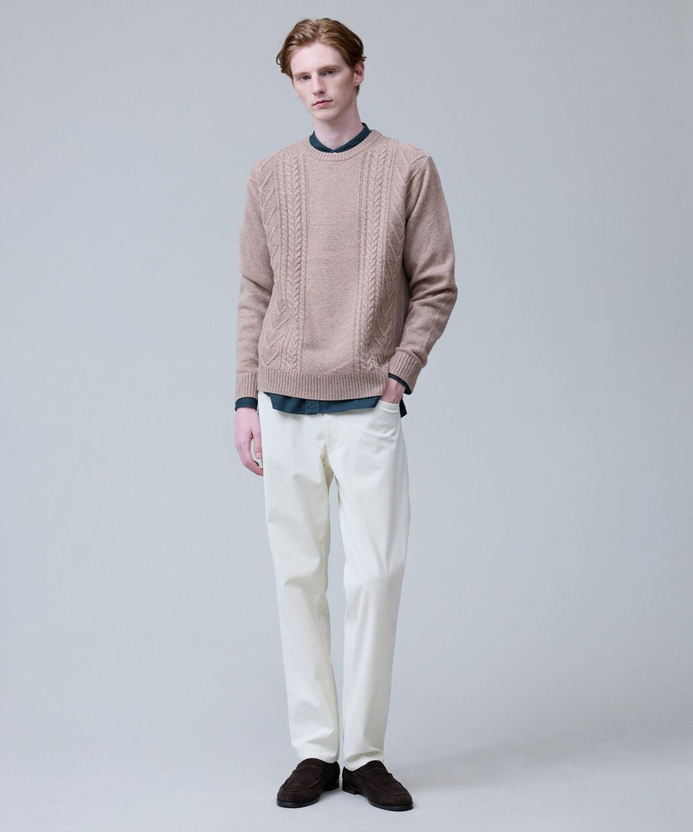 J.PRESS MEN ウール×カシミヤの上質素材【Cash Lamb's Wool】ケーブルクルーネック ニット_25年モデル 