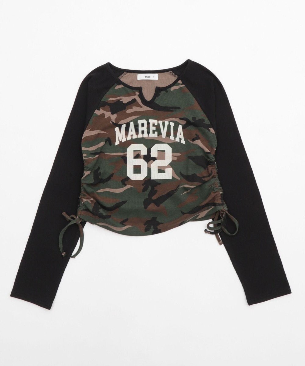 WEGO キーネックサイドドロストラグランロンT 