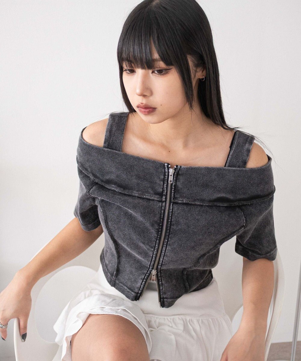 WEGO オフショルWジップトップス 