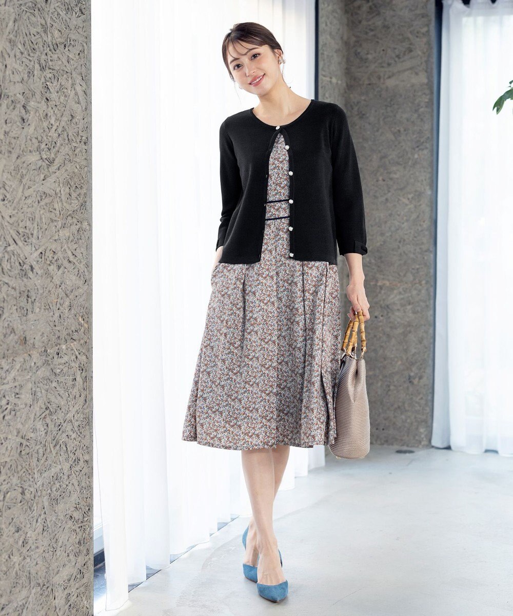 Tiaclasse L 【洗える】ミラノリブ編みが大人上品なリボンニットカーディガン 