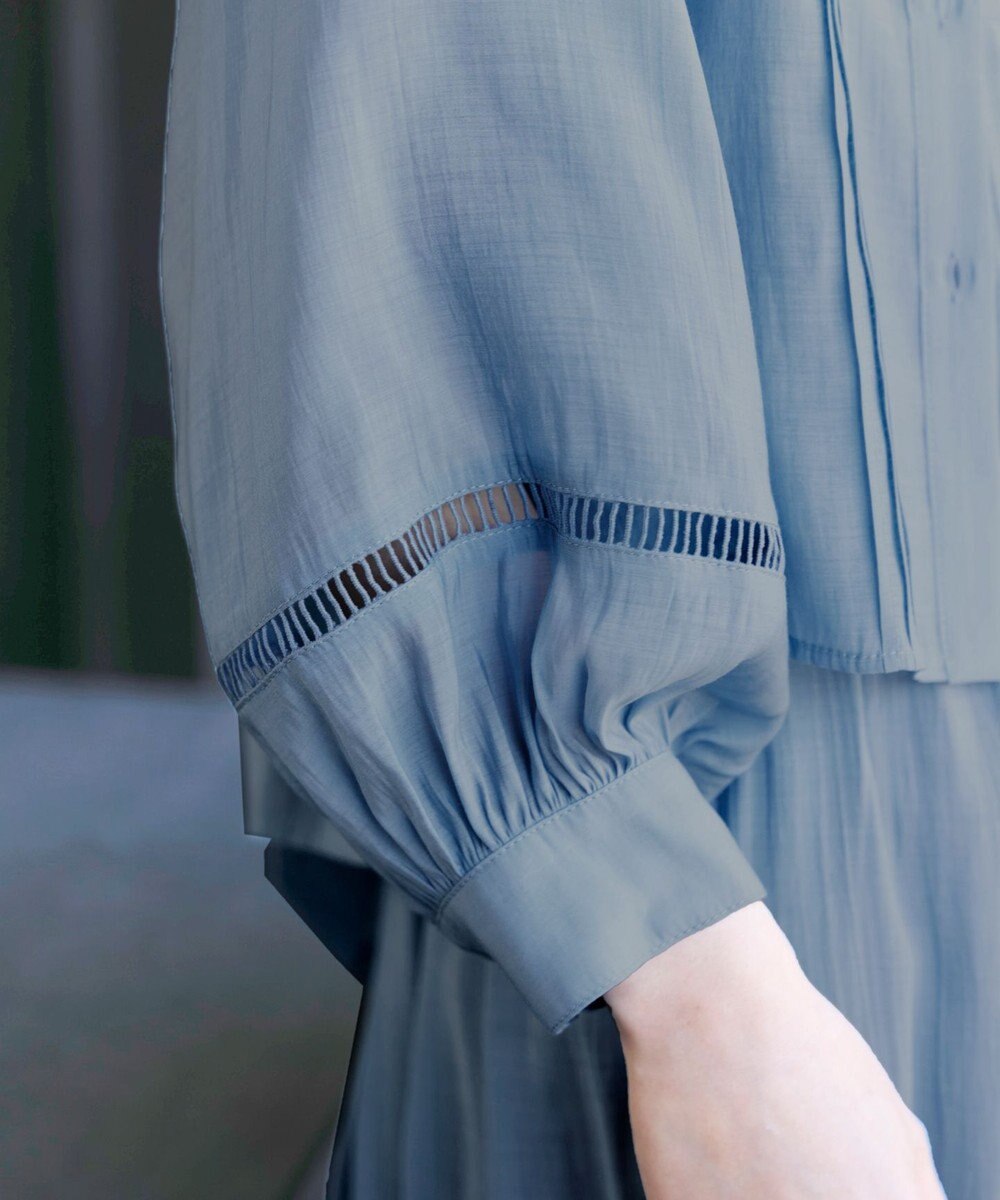 Tiaclasse 【洗える】はしごレースパフ袖シャツ 