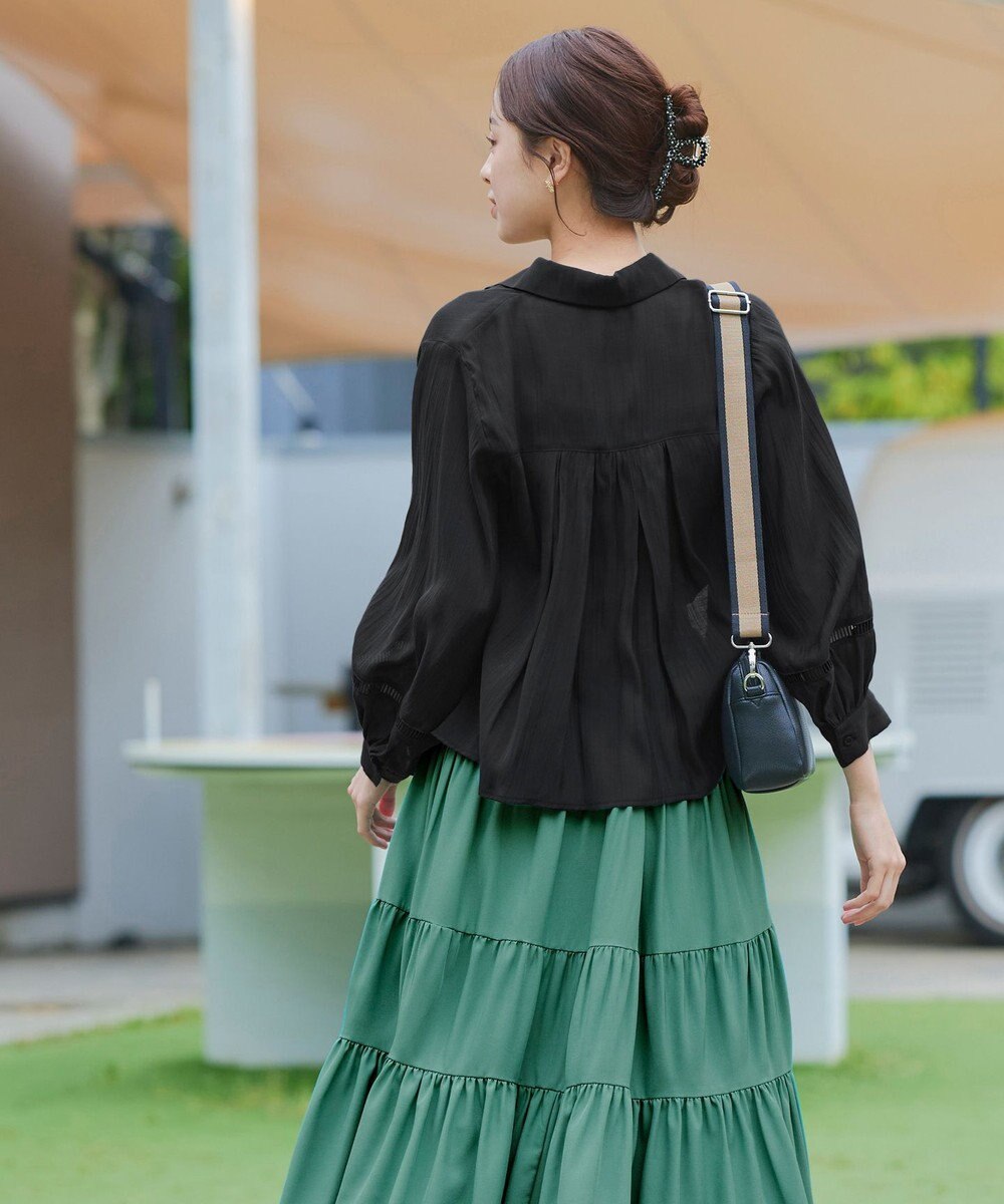 Tiaclasse 【洗える】はしごレースパフ袖シャツ 