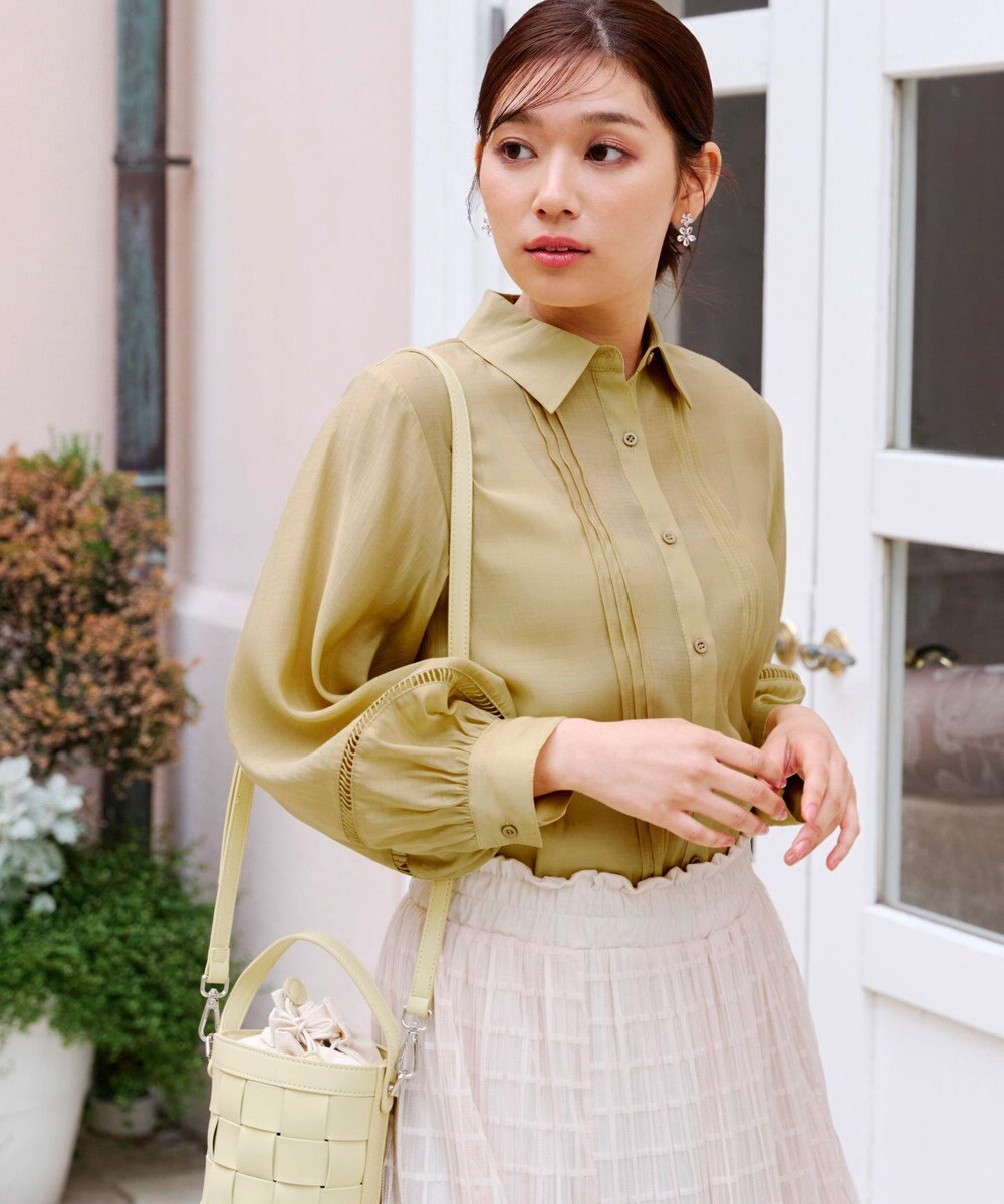 Tiaclasse 【洗える】はしごレースパフ袖シャツ 