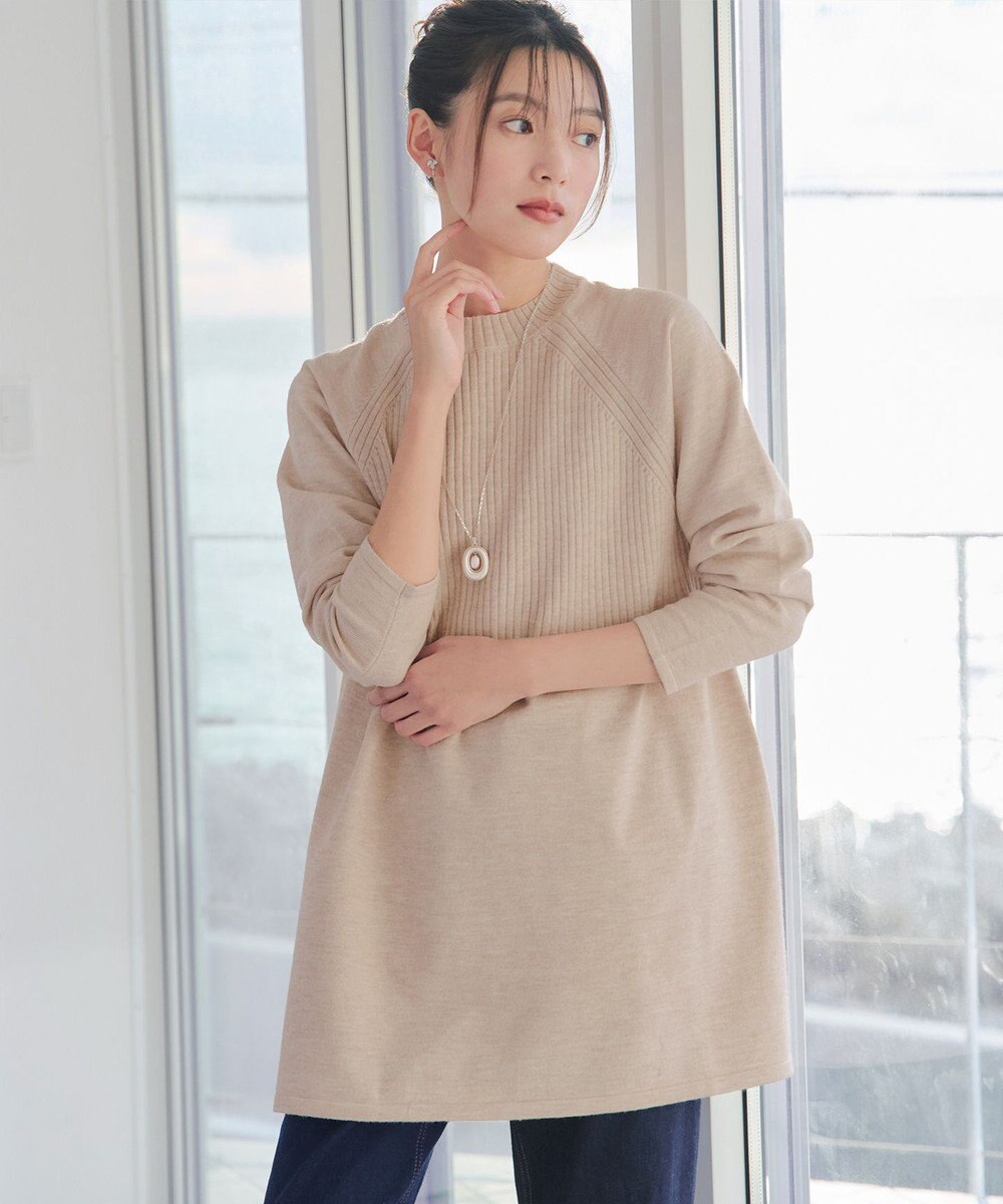 Tiaclasse 【新色追加・洗える】ミドルリブニットチュニック 