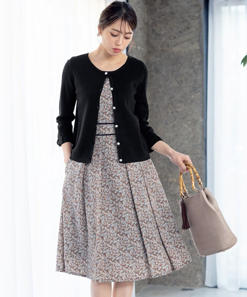 Tiaclasse L 【洗える】ミラノリブ編みが大人上品なリボンニットカーディガン 