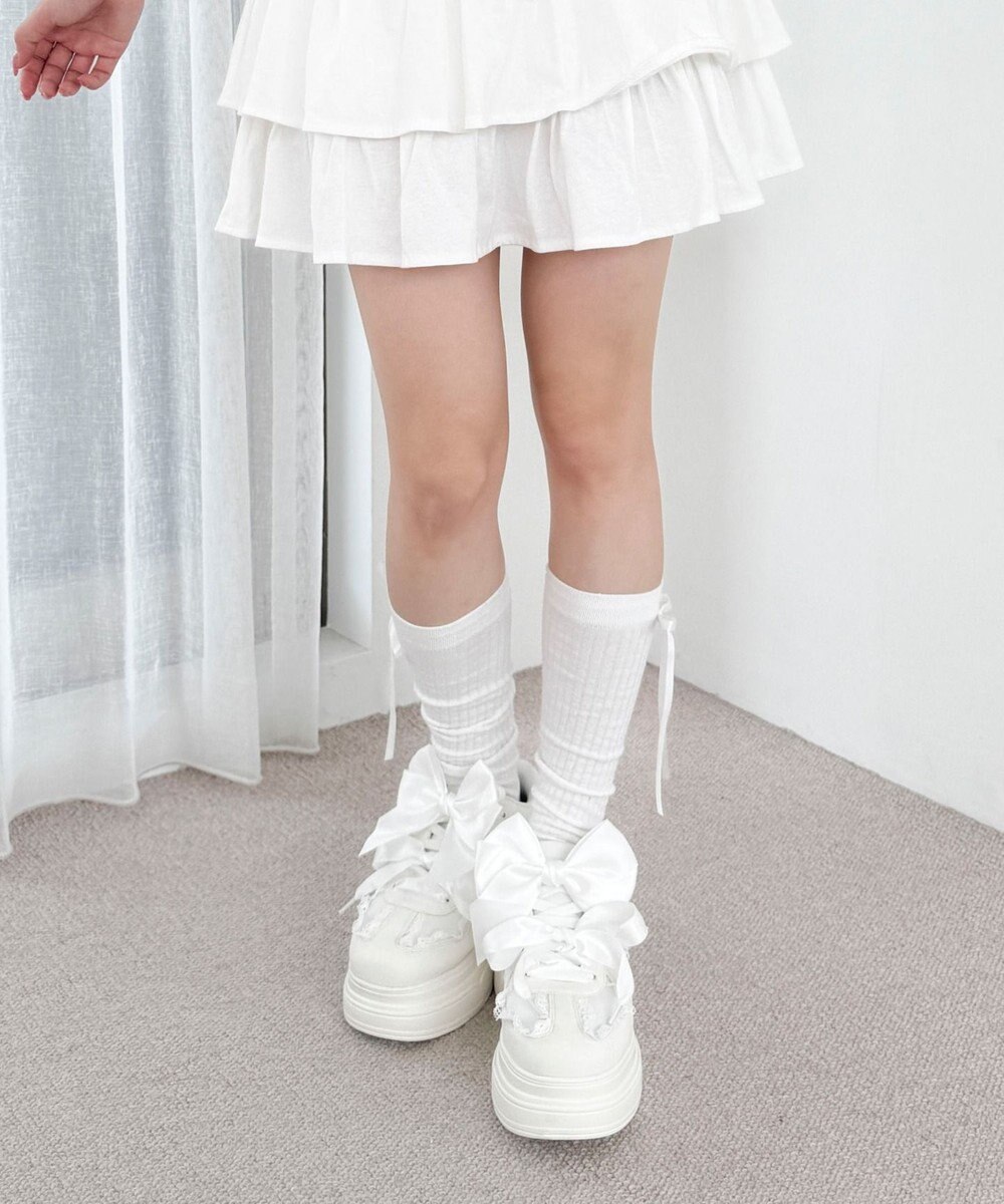 WEGO ダブルリボンフリルスニーカー 