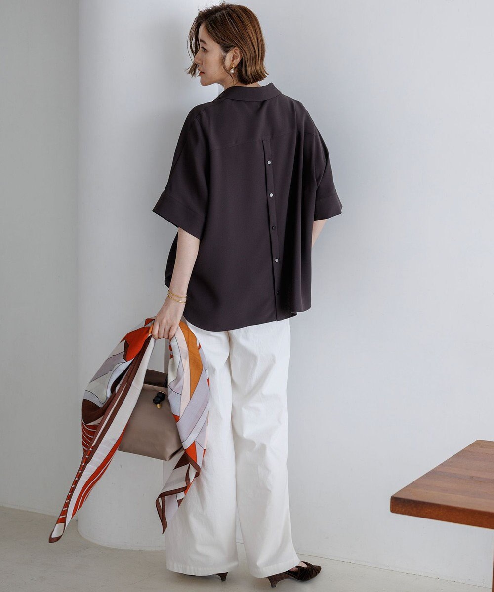 23区 S 【先行予約】ストレッチジョーゼット スキッパーネック ブラウス 