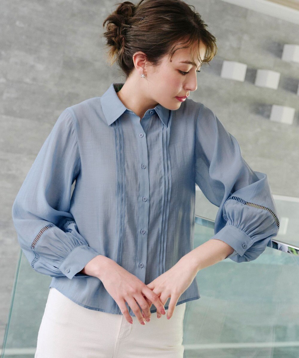 Tiaclasse 【洗える】はしごレースパフ袖シャツ 