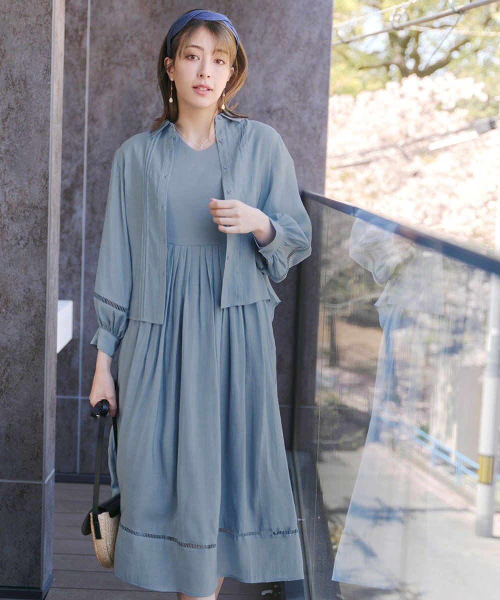 Tiaclasse 【洗える】はしごレースパフ袖シャツ 