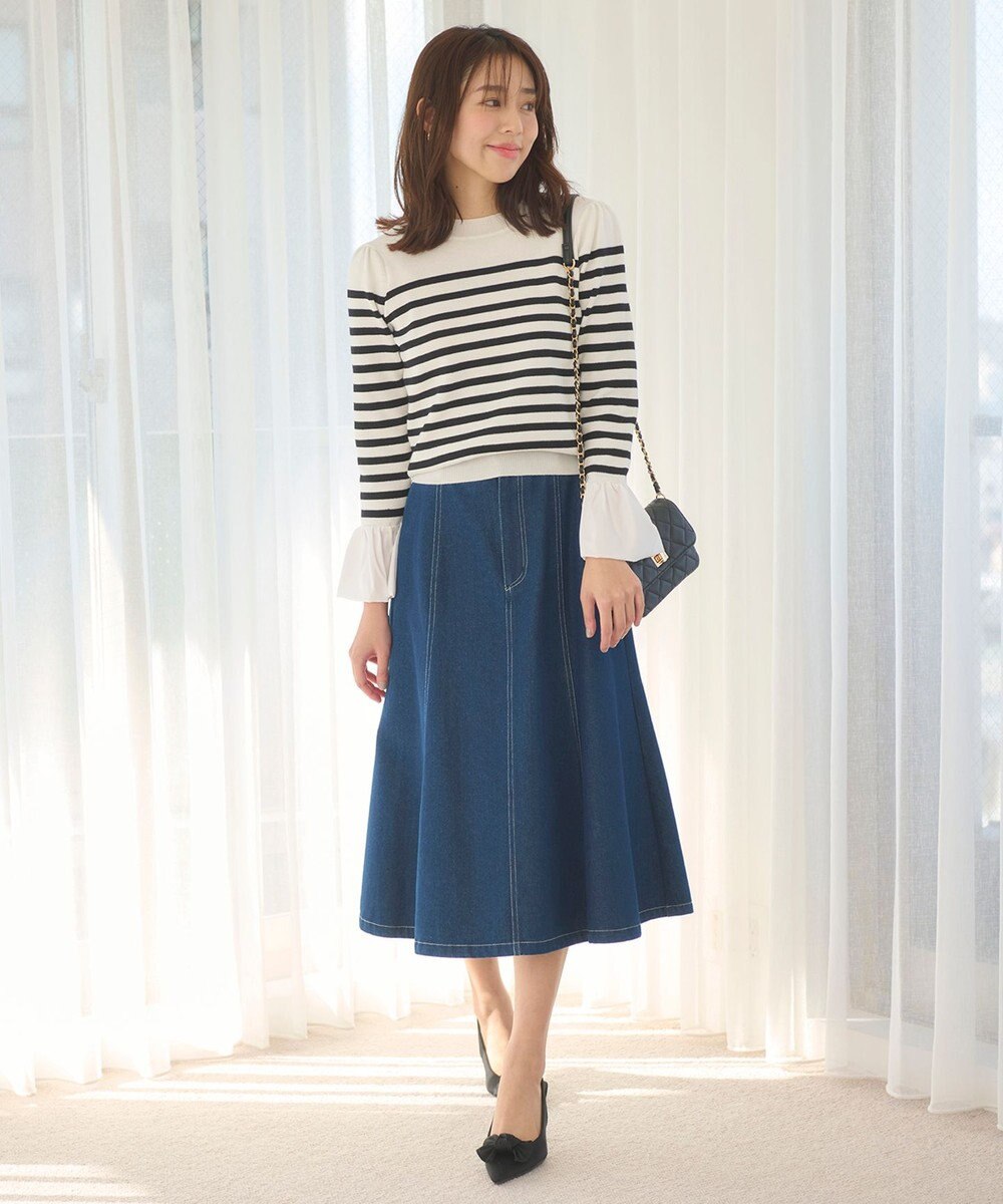 Feroux 【洗える】袖フレアニット プルオーバー 