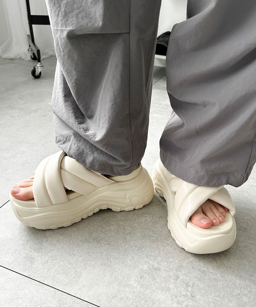 WEGO パテッドクロス厚底サンダル 