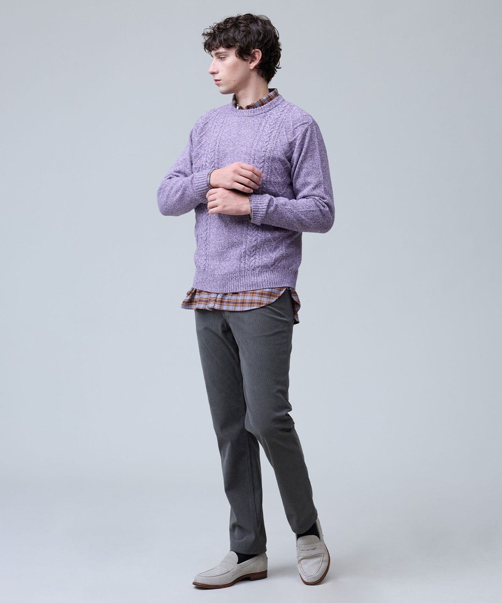 J.PRESS MEN ウール×カシミヤの上質素材【Cash Lamb's Wool】ケーブルクルーネック ニット_25年モデル 