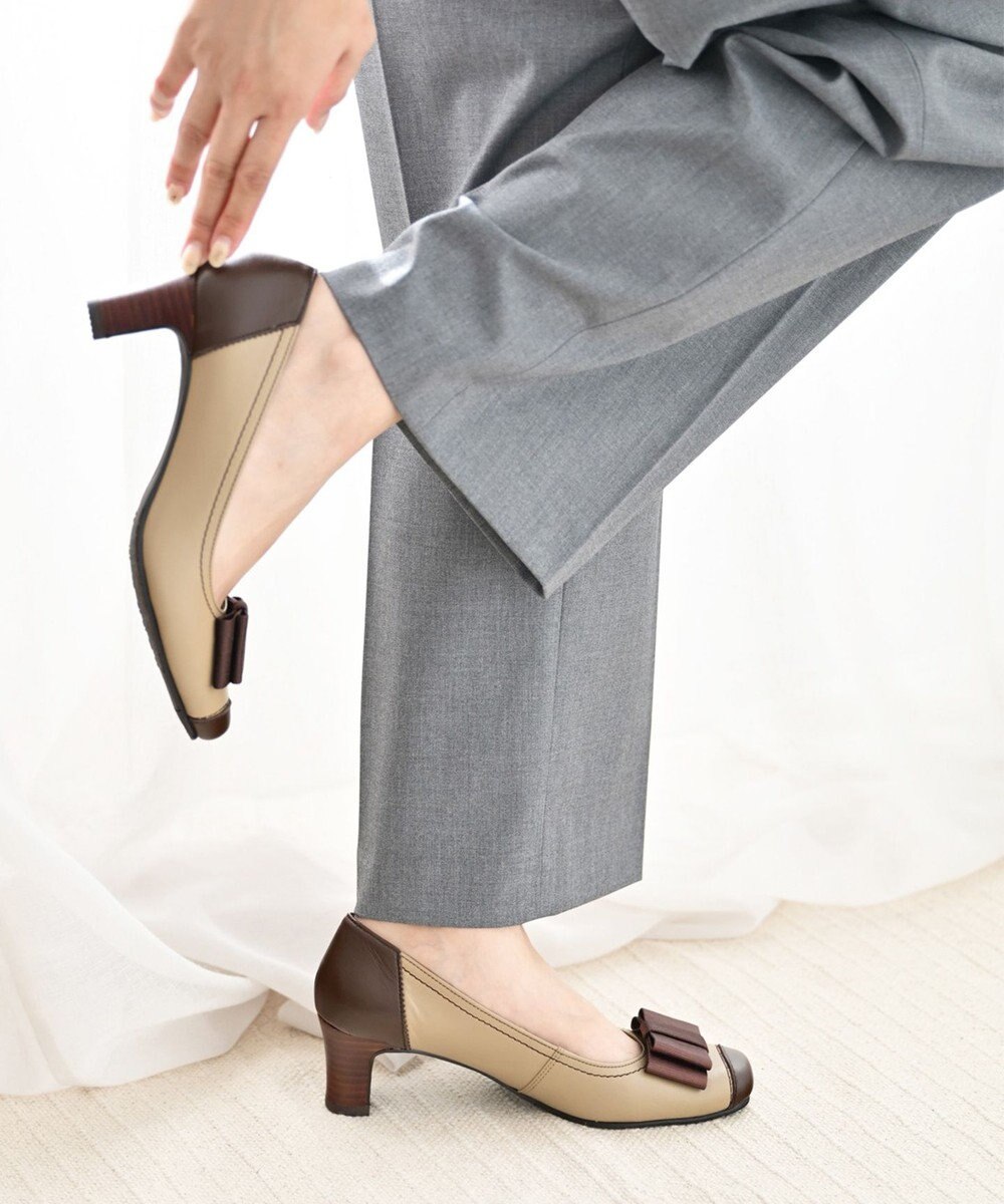 Pointer 日本製 リボンラウンドトゥパンプス 