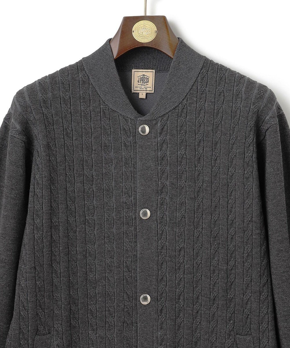 J.PRESS MEN 【ストレッチ性 / イージーケア】【FLEX YARN】ケーブルニットブルゾン型カーディガン 