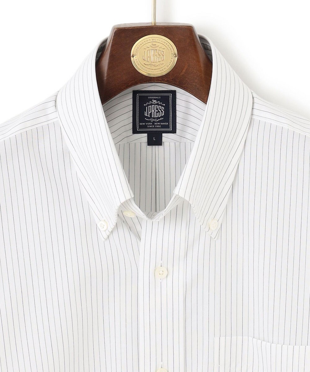 J.PRESS MEN 【EXTRA COMFORT / 形態安定・ストレッチ・抗菌防臭・速乾】ピンオックス オルタネートストライプ 半袖シャツ/B.D. 