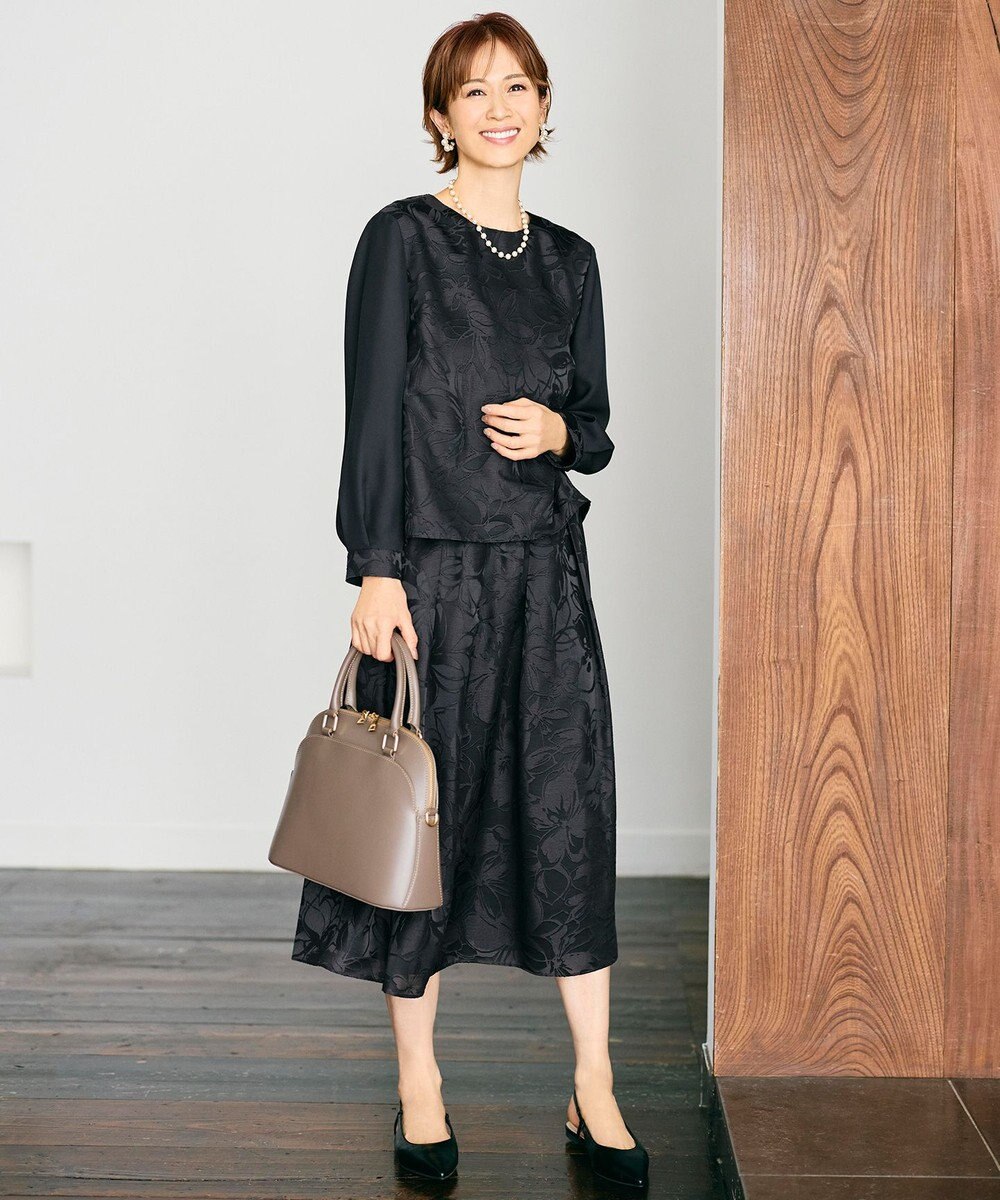 自由区 L 【カタログ掲載・セットアップ対応】フラワーオパールプリントブロッキング ブラウス 