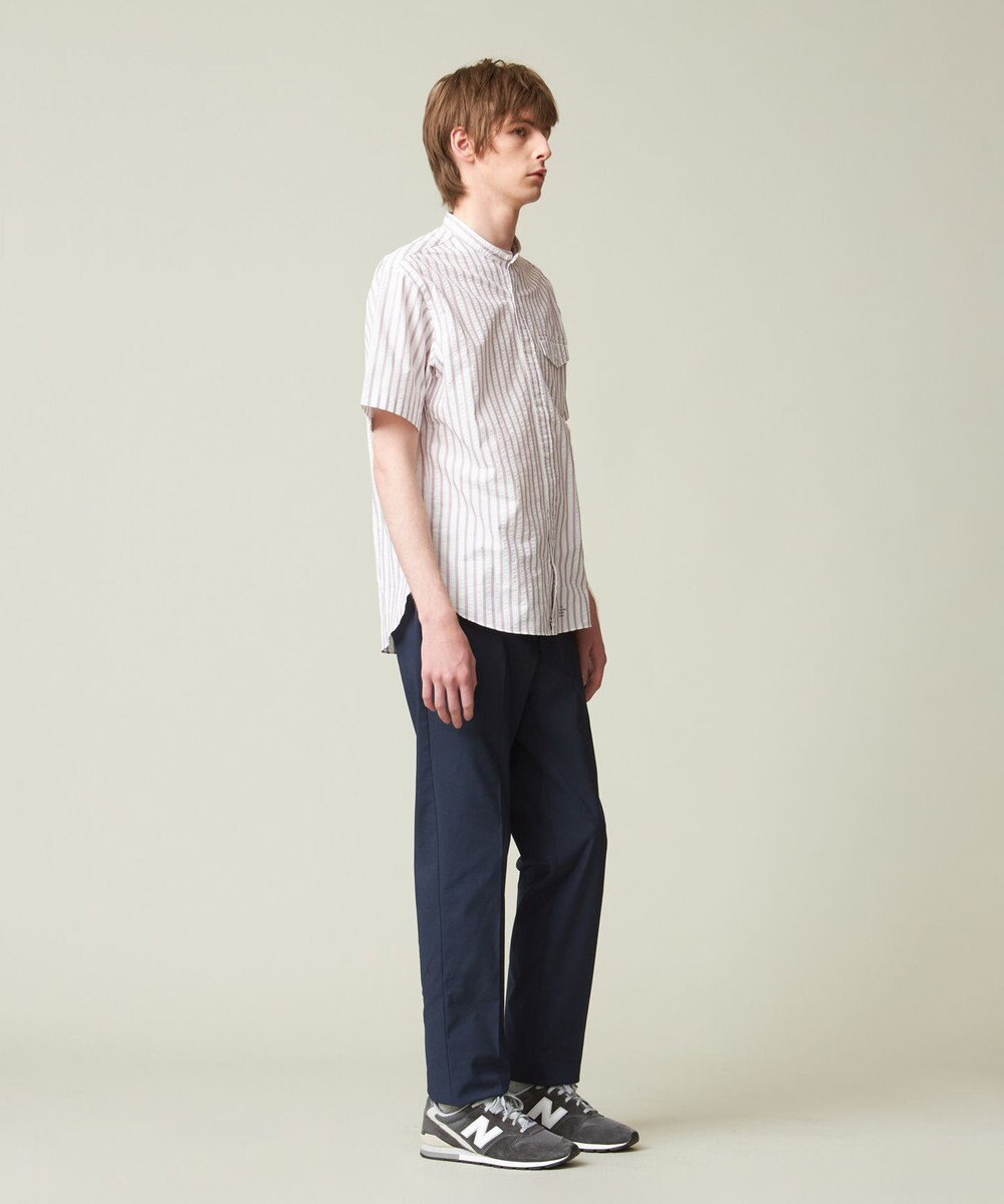 J.PRESS MEN 【クールマックス】サッカー マルチストライプ バンドカラーシャツ 