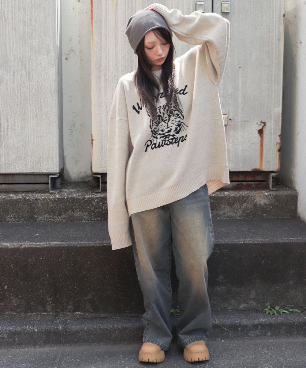 WEGO 【ユニセックス着用ITEM/SMLサイズ展開】ジャガードグラフィックプルオーバー 