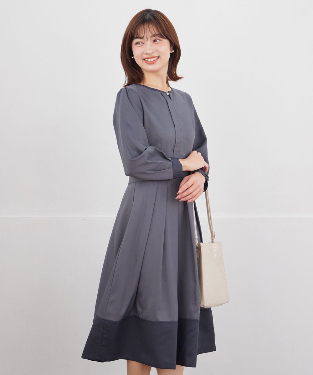 Tiaclasse L 【セレモニー・新色追加】キーネックフレアワンピース 